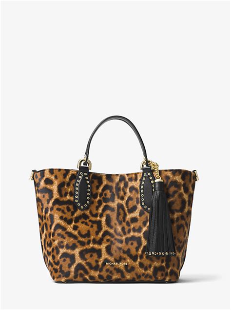 michael kors brooklyn medium leopard calf hair tote|Brooklyn Calf Hair Tote Bag .